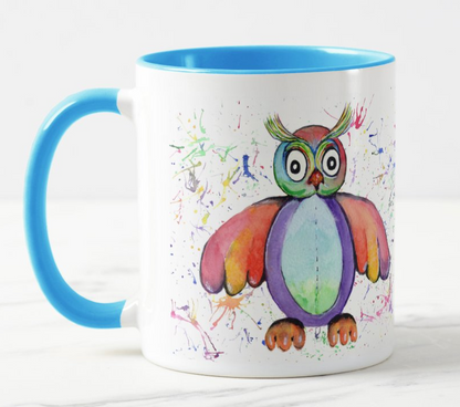 Owl Toys Watercolour Rainbow Art Coloured Mug Cup
