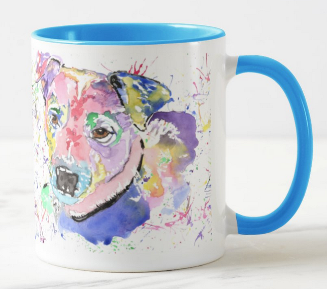 Jack Russell Terrier Dog Pet Animals Watercolour Rainbow Art Coloured Mug Cup