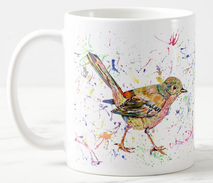 Nightingale Garden Bird animals Watercolour Rainbow Art Coloured Mug Cup
