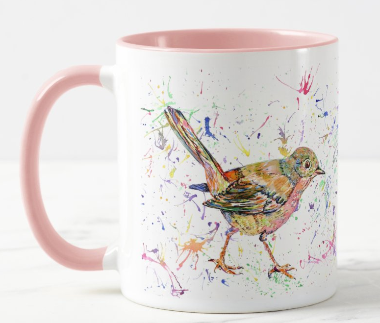 Caravan Static Holiday Home Watercolour Rainbow Art Coloured Mug Cup