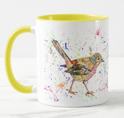 Nightingale Garden Bird animals Watercolour Rainbow Art Coloured Mug Cup