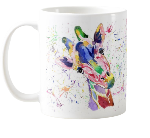 Giraffe Watercolour Rainbow Art Animals Coloured Mug Cup