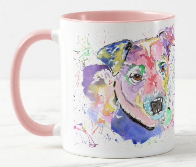 Jack Russell Terrier Dog Pet Animals Watercolour Rainbow Art Coloured Mug Cup
