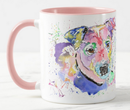 Jack Russell Terrier Dog Pet Animals Watercolour Rainbow Art Coloured Mug Cup