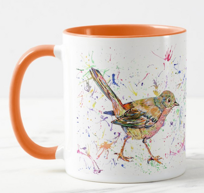 Nightingale Garden Bird animals Watercolour Rainbow Art Coloured Mug Cup
