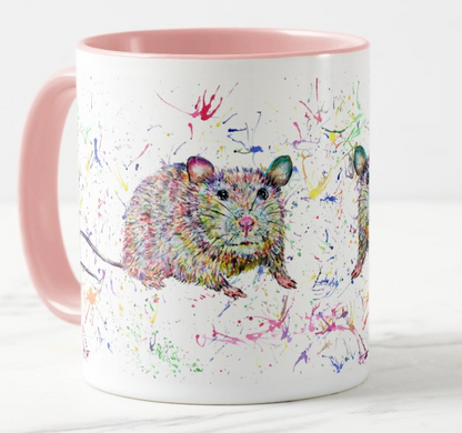 Rat Rodent animals Watercolour Rainbow Art Coloured Mug Cup
