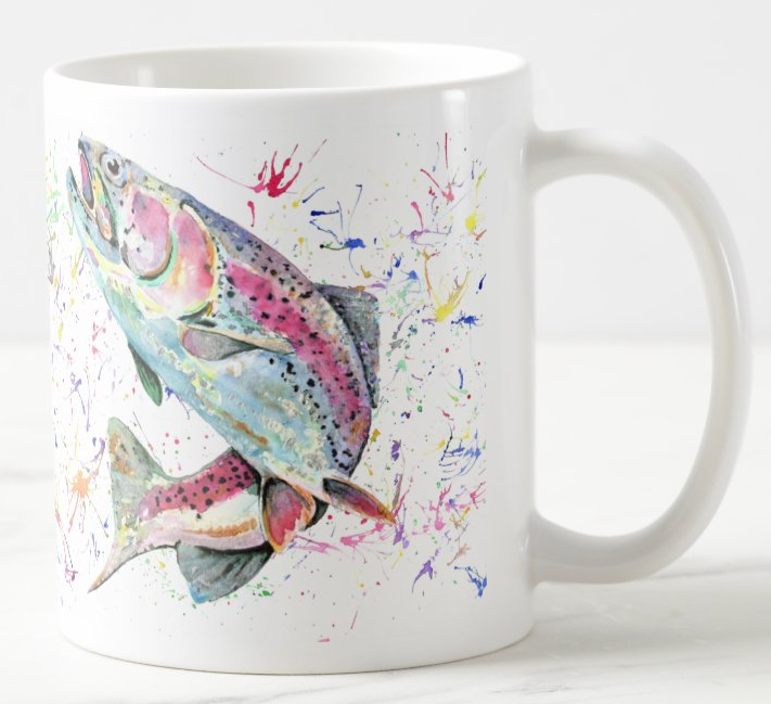 Trout Fish Watercolour Rainbow Art Coloured Mug Cup