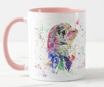 Seal Sea Creature animals Watercolour Rainbow Art Coloured Mug Cup