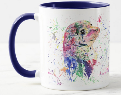 Seal Sea Creature animals Watercolour Rainbow Art Coloured Mug Cup