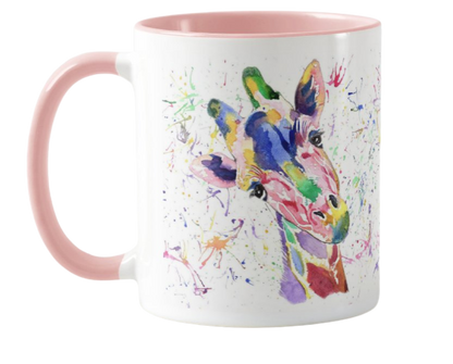 Giraffe Watercolour Rainbow Art Animals Coloured Mug Cup