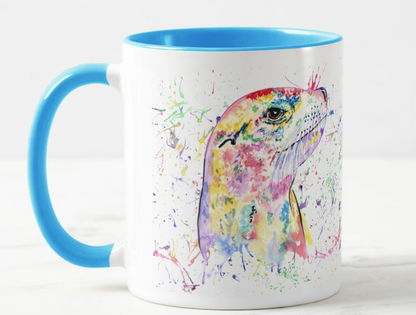 Sea Lion Ocean Creature animals Watercolour Rainbow Art Coloured Mug Cup