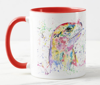 Sea Lion Ocean Creature animals Watercolour Rainbow Art Coloured Mug Cup
