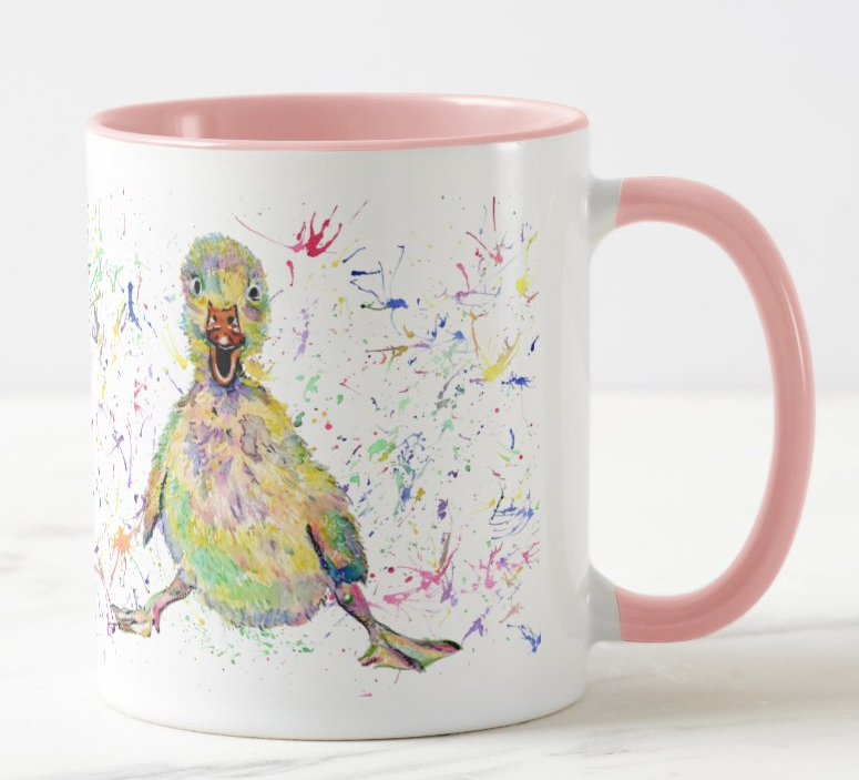 Duckling baby Duck Farm Animal Watercolour Rainbow Art Coloured Mug Cup