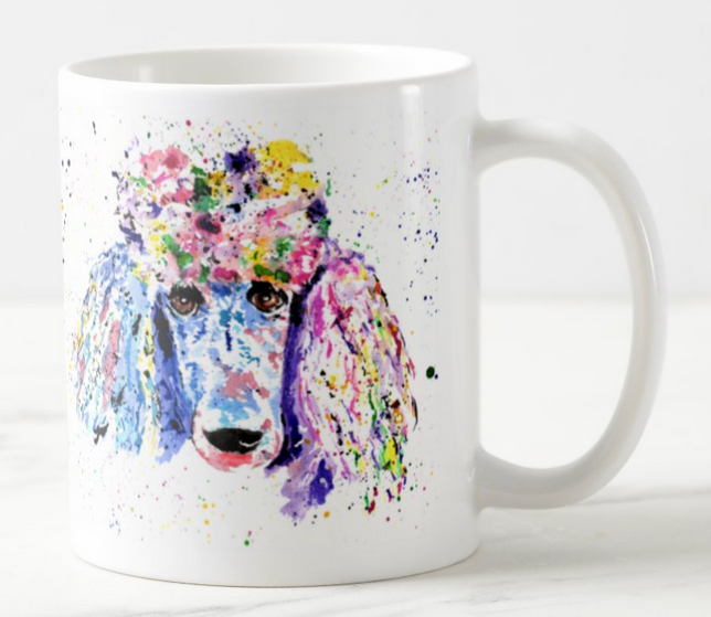 Poodle Bridge Dog Pet Animals Watercolour Rainbow Art Coloured Mug Cup