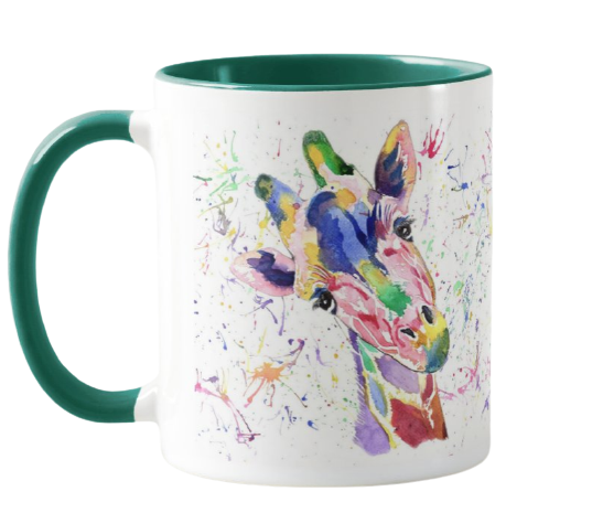 Giraffe Watercolour Rainbow Art Animals Coloured Mug Cup