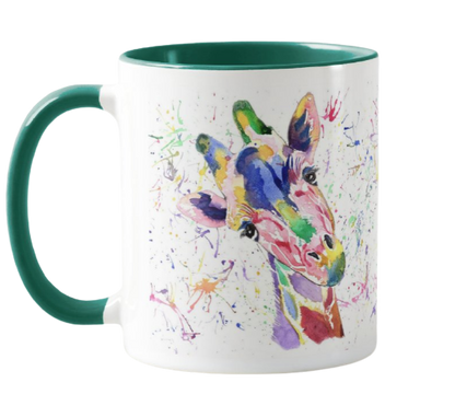 Giraffe Watercolour Rainbow Art Animals Coloured Mug Cup