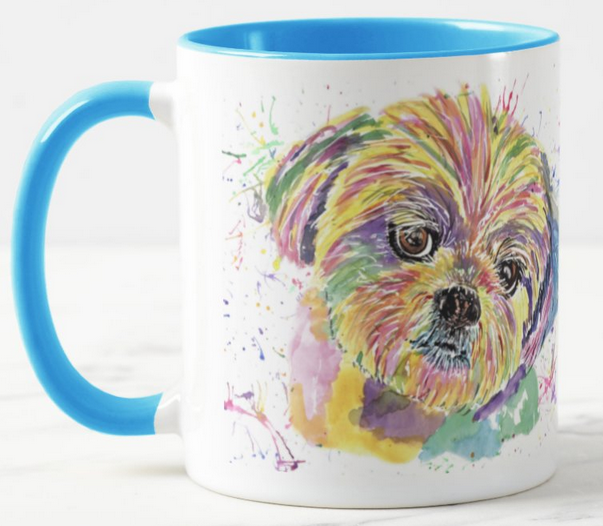 Shih Tzu Dog Pet Animals Watercolour Rainbow Art Coloured Mug Cup