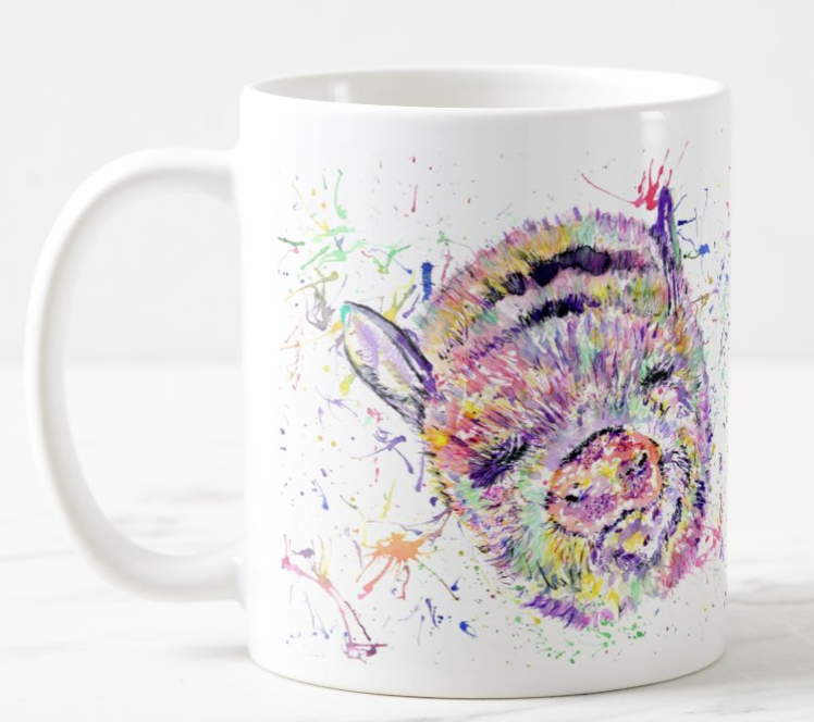 Pig Farm animals Watercolour Rainbow Art Coloured Mug Cup
