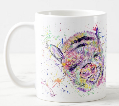 Pig Farm animals Watercolour Rainbow Art Coloured Mug Cup