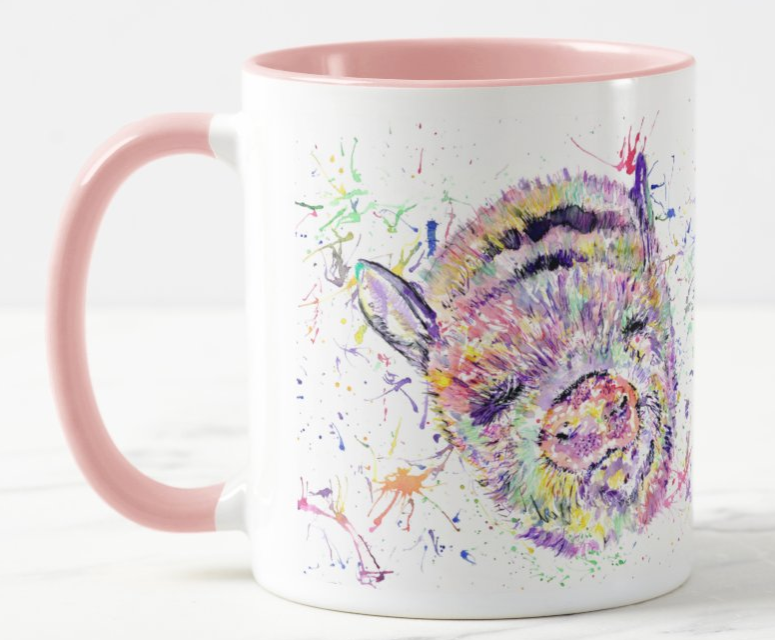 Pig Farm animals Watercolour Rainbow Art Coloured Mug Cup
