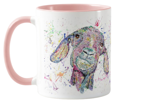 Goat Farm Animals Watercolour Rainbow Art Coloured Mug Cup