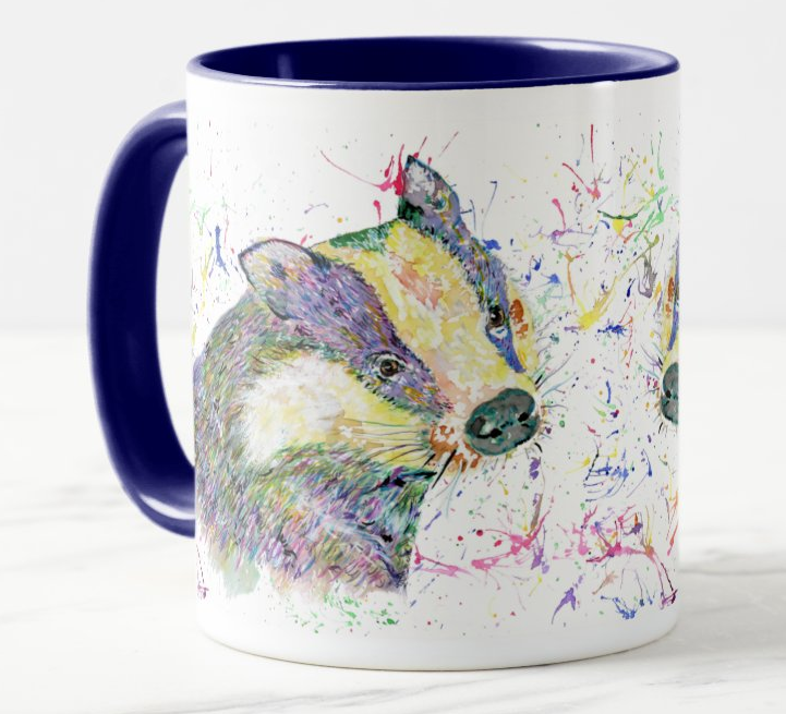 Badger Animals Watercolour Rainbow Art Coloured Mug Cup