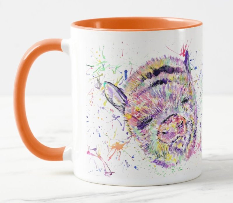 Pig Farm animals Watercolour Rainbow Art Coloured Mug Cup