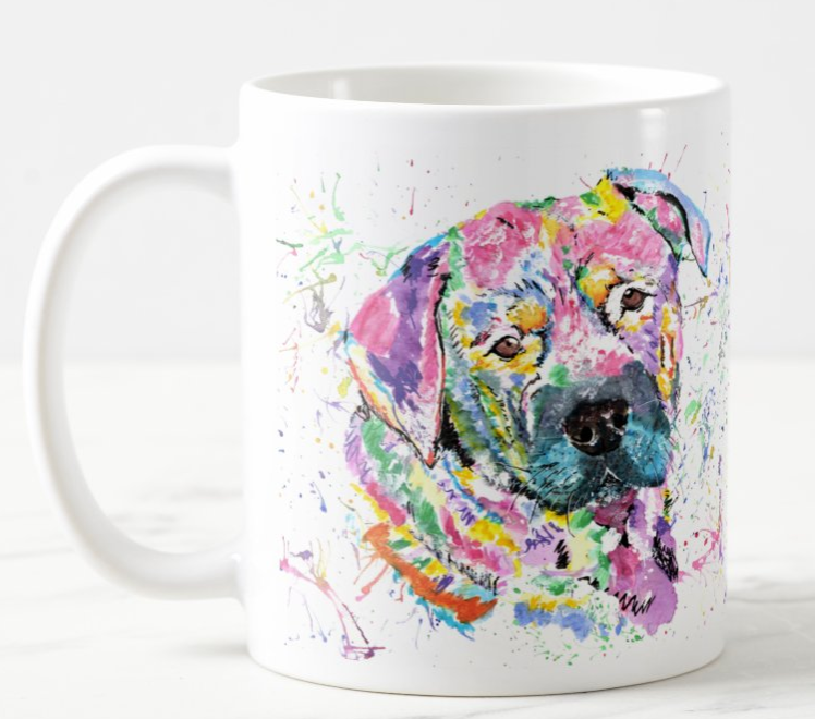 Rottweiler Rotti Dog Pet Animals Watercolour Rainbow Art Coloured Mug Cup