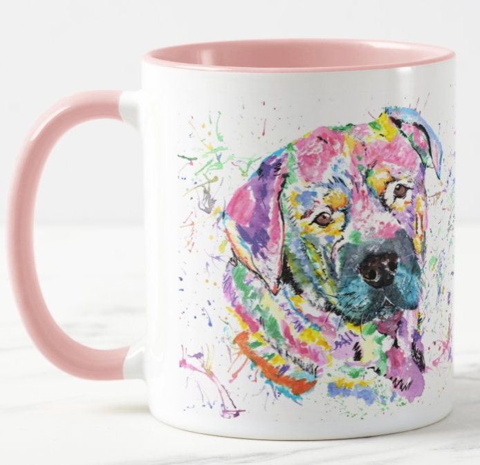 Rottweiler Rotti Dog Pet Animals Watercolour Rainbow Art Coloured Mug Cup