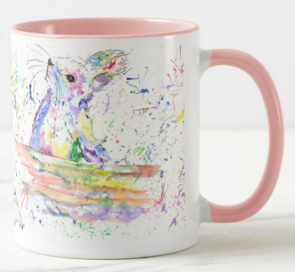 Squirrel British Wildlife Animals Watercolour Rainbow Art Coloured Mug Cup