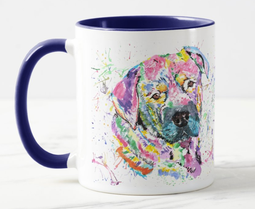 Rottweiler Rotti Dog Pet Animals Watercolour Rainbow Art Coloured Mug Cup