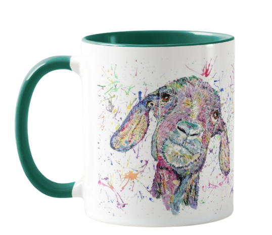 Goat Farm Animals Watercolour Rainbow Art Coloured Mug Cup