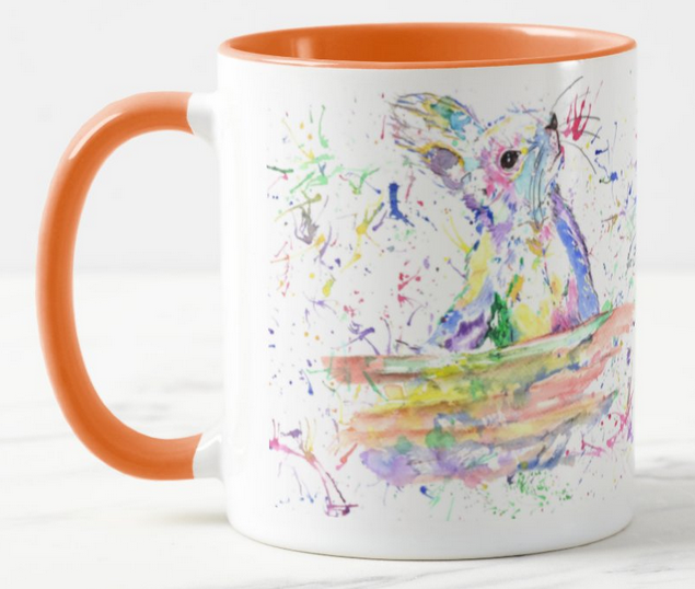 Squirrel British Wildlife Animals Watercolour Rainbow Art Coloured Mug Cup