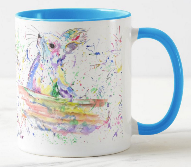 Squirrel British Wildlife Animals Watercolour Rainbow Art Coloured Mug Cup