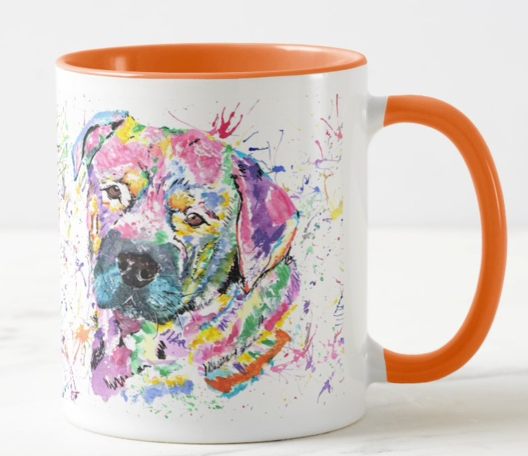 Rottweiler Rotti Dog Pet Animals Watercolour Rainbow Art Coloured Mug Cup