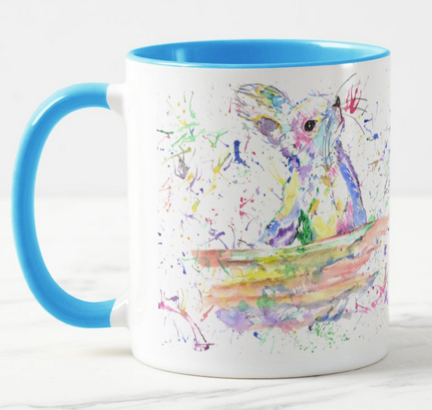 Squirrel British Wildlife Animals Watercolour Rainbow Art Coloured Mug Cup