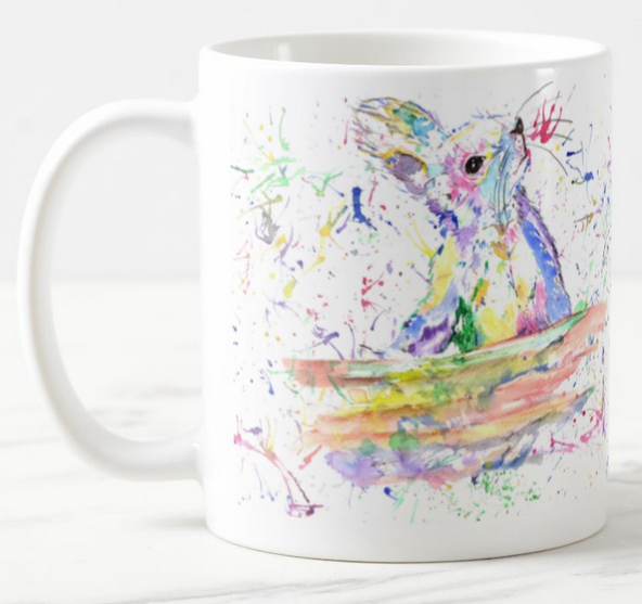 Squirrel British Wildlife Animals Watercolour Rainbow Art Coloured Mug Cup