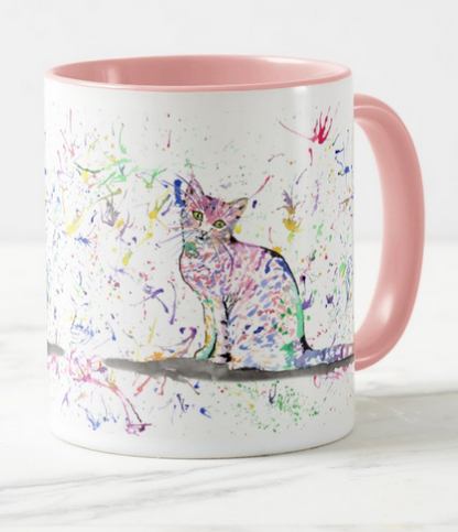 Cat Kitten Cat Feline Animal Watercolour Rainbow Art Coloured Mug Cup