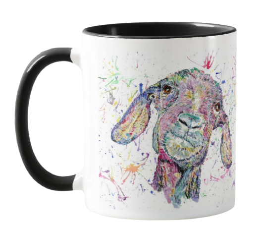 Goat Farm Animals Watercolour Rainbow Art Coloured Mug Cup