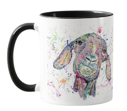 Goat Farm Animals Watercolour Rainbow Art Coloured Mug Cup