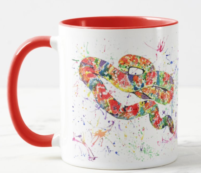 Snake Corn Pet animals Watercolour Rainbow Art Coloured Mug Cup
