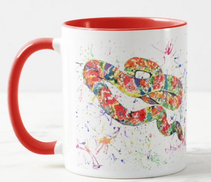 Snake Corn Pet animals Watercolour Rainbow Art Coloured Mug Cup