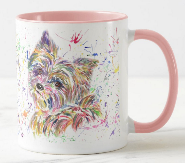 Yorkshire Terrier Yorkie York Dog Pet Animals Watercolour Rainbow Art Coloured Mug Cup