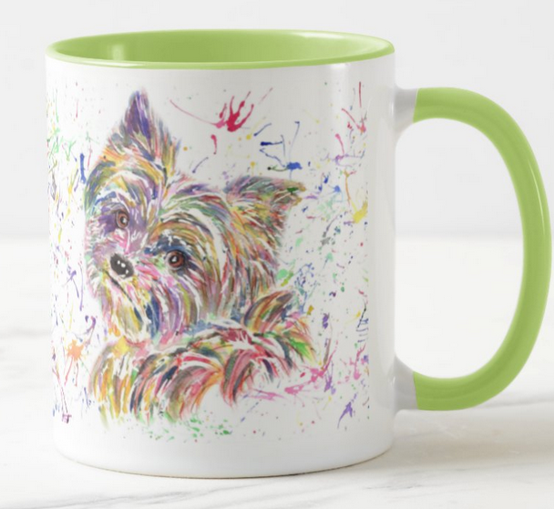 Yorkshire Terrier Yorkie York Dog Pet Animals Watercolour Rainbow Art Coloured Mug Cup