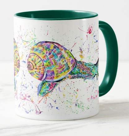 Snail Animals Watercolour Rainbow Art Coloured Mug Cup