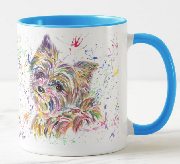 Yorkshire Terrier Yorkie York Dog Pet Animals Watercolour Rainbow Art Coloured Mug Cup