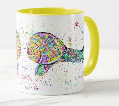 Snail Animals Watercolour Rainbow Art Coloured Mug Cup