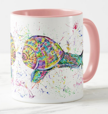 Snail Animals Watercolour Rainbow Art Coloured Mug Cup