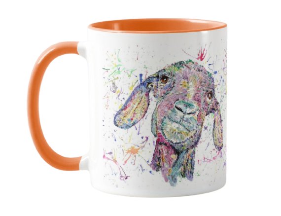 Goat Farm Animals Watercolour Rainbow Art Coloured Mug Cup