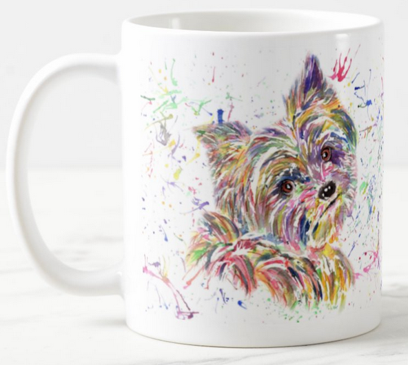 Yorkshire Terrier Yorkie York Dog Pet Animals Watercolour Rainbow Art Coloured Mug Cup